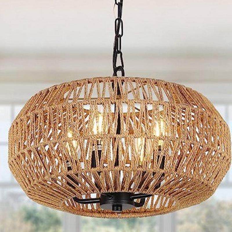 麻绳藤条手工编制灯罩四头吊灯插线式吸顶式玄光天花板厨房走廊,家装灯饰光源,壁灯,淘宝优惠券,粉丝福利购,淘宝优惠卷
