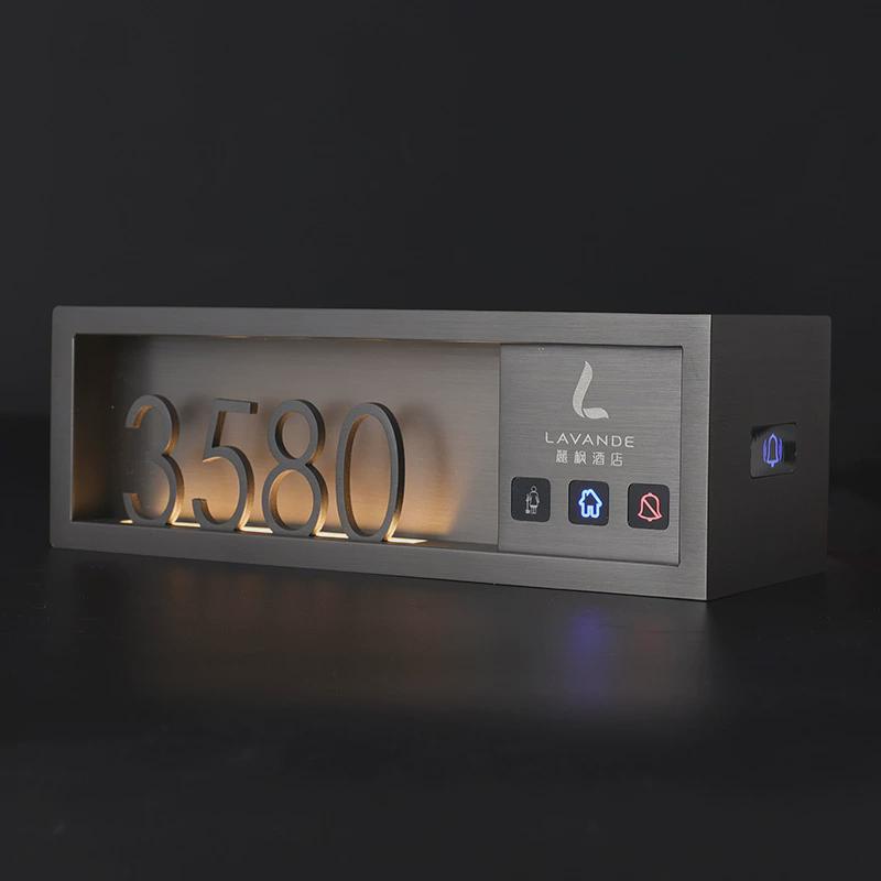 镶嵌式酒店发光门牌不锈钢宾馆电竞客房电子带门铃转角门牌号