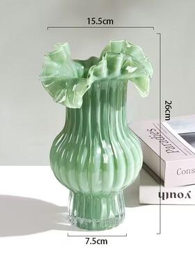 家用花瓶轻奢中古芬居家玻璃花瓶顿水培水养桌面装饰工艺品摆件