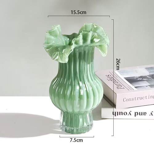 家用花瓶轻奢中古芬居家玻璃花瓶顿水培水养桌面装饰工艺品摆件