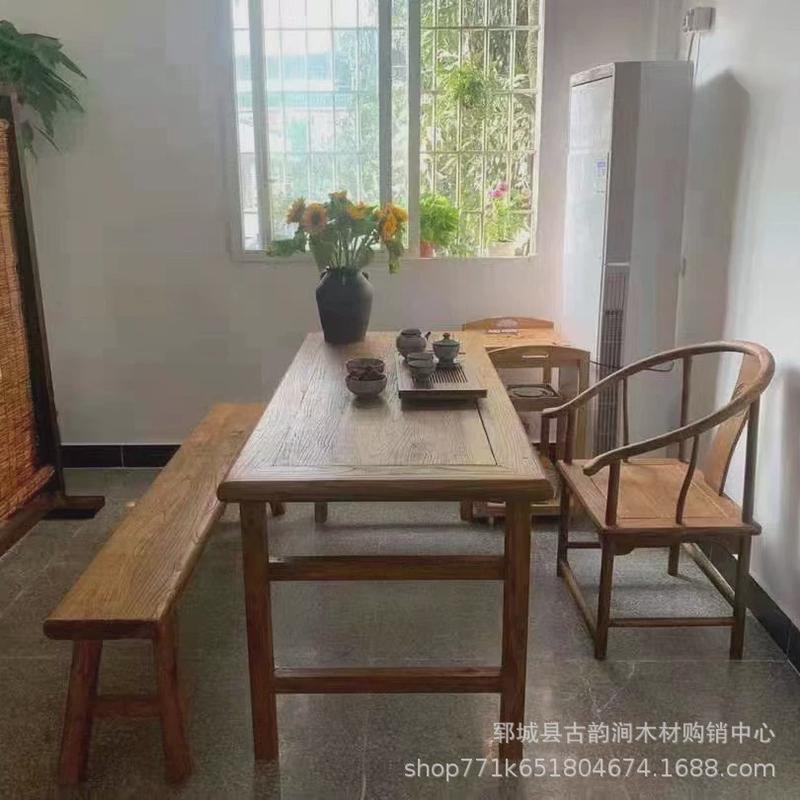 老榆木风化茶水茶桌门板桌民俗风格复古长桌客厅吃饭餐桌书房书桌