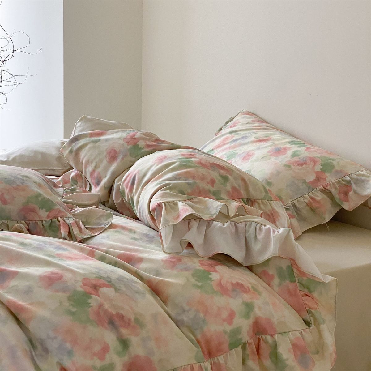 法式复古花卉60支天丝棉磨毛数码印花四件套田园风双人床上用品