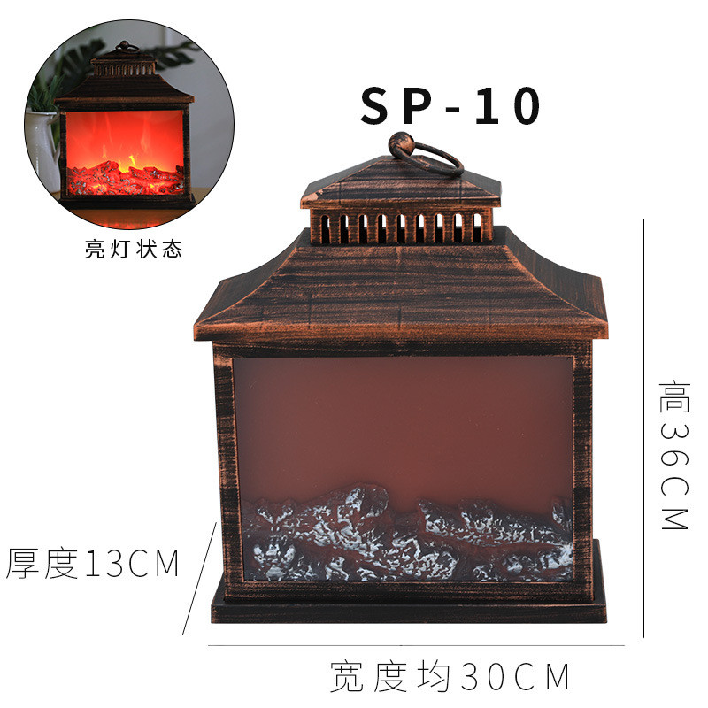 新款壁橱窗火焰灯火盆摆件圣诞节场景装饰品酒吧炉炭布置家居装饰
