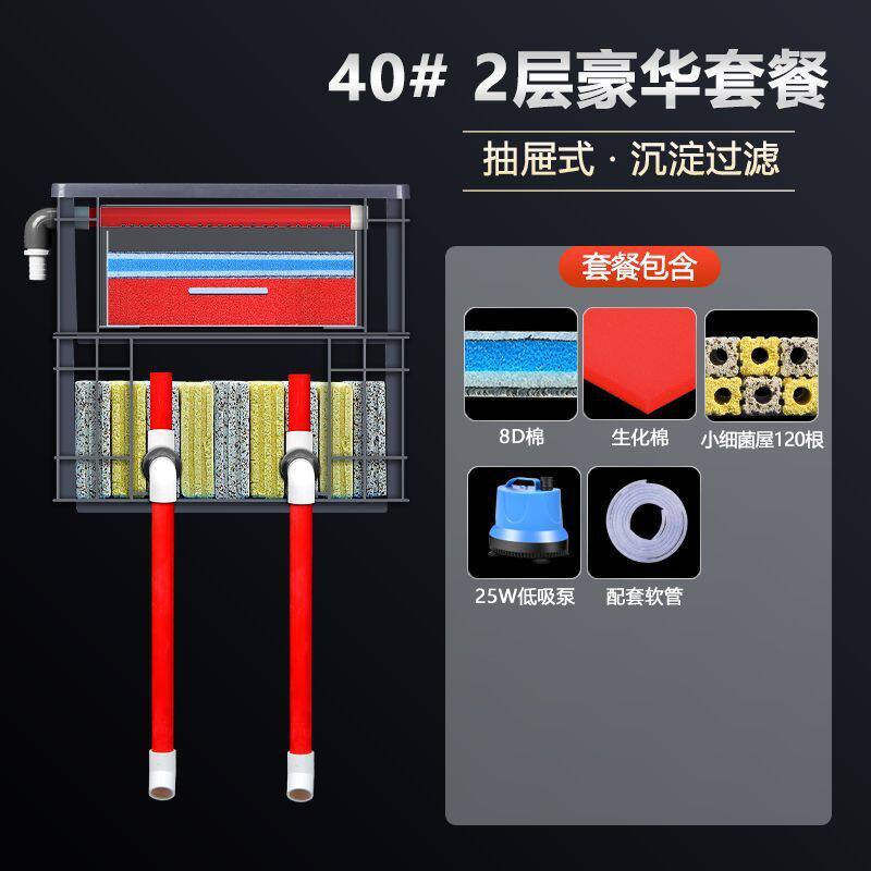 周转箱过滤配件全套鱼缸过滤器干湿分离净水箱户外沼泽鱼池滴流盒