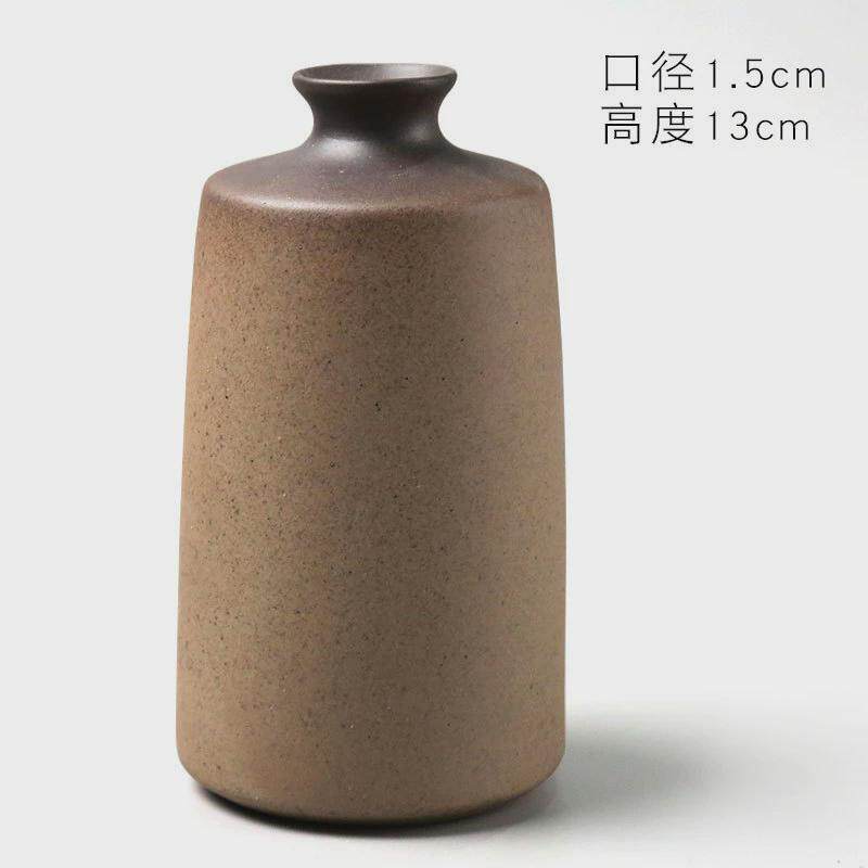 素造慢生活粗陶禅意小花器日式简约陶瓷花瓶水培桌面摆件干辞之言