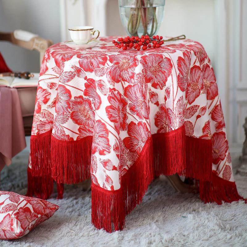 泰绣法式桌布流苏ins风现代茶几桌布轻奢高级感小圆桌床头柜盖巾,居家布艺,桌布,淘宝优惠券,粉丝福利购,淘宝优惠卷