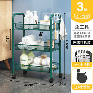 家用小推车置物架卧室杂物收纳筐架客厅铁艺整理架陈列架子可移动