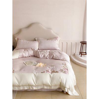 法式风花卉莫床品四季款高端兰精莱天丝四件套家纺寝具兰迪花园
