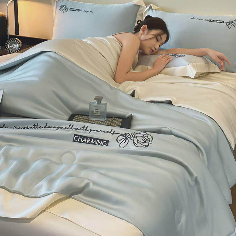 2024新款夏季冰丝夏凉被四件套空调被单人薄被子夏天夏被可机水洗