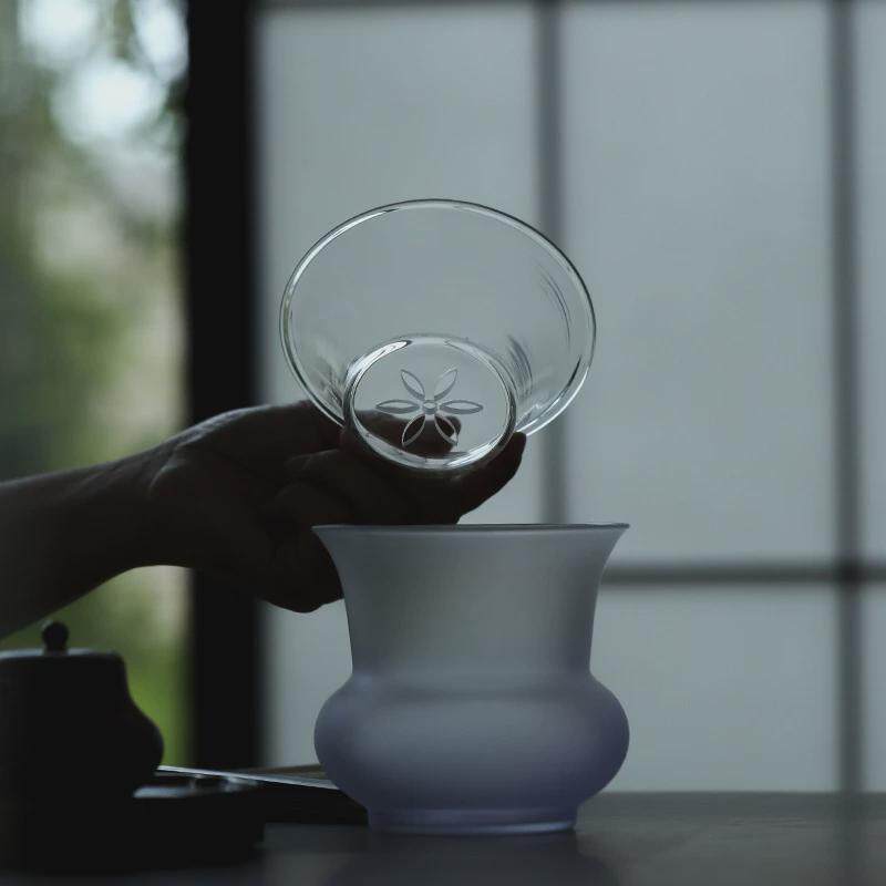 宜室茶话玻璃建水茶洗水盂壶承干泡台带盖琉璃茶渣缸茶桌倒水茶台