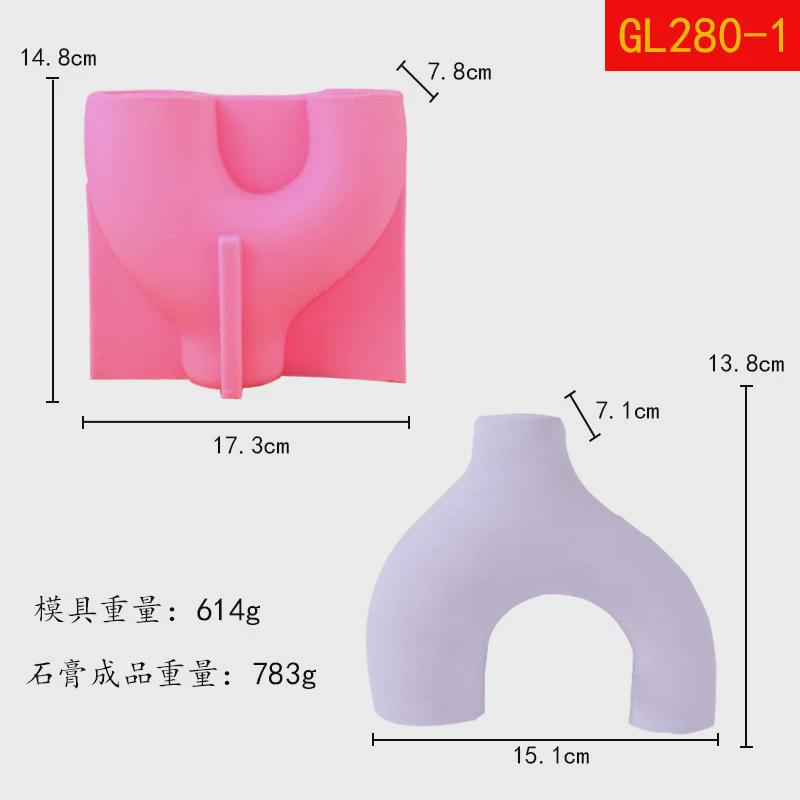 扭曲U形不规则花瓶硅胶模具DIY滴胶石膏水泥模具拱型插花盆模具