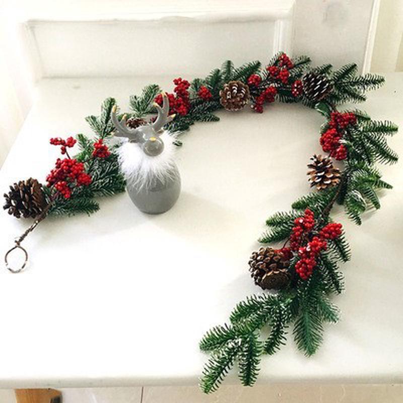 6s圣诞节装饰用品ins风2.7藤条圣诞米藤圈花环门挂酒店橱窗扶梯挂