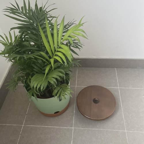 实木带刹车万向轮静音移动花盆托盘加厚花带滚轮鱼缸底座圆形托架