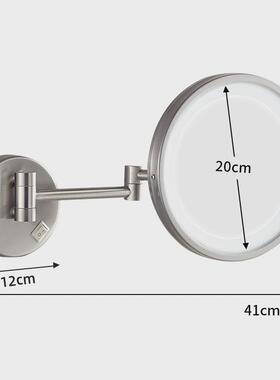 浴室led化妆镜单面带灯梳妆镜美容镜伸缩折叠卫生间欧式10寸镜子