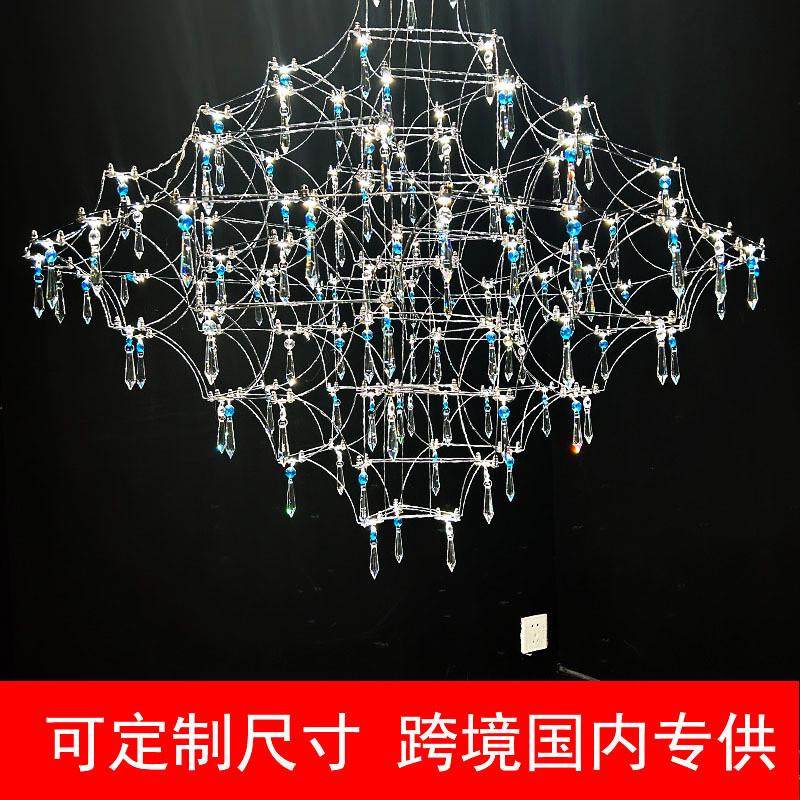 别墅餐厅空loft复式楼吊灯轻奢水晶中空客厅灯店铺商铺挑挑高灯具,家装灯饰光源,餐厅吊灯,淘宝优惠券,粉丝福利购,淘宝优惠卷