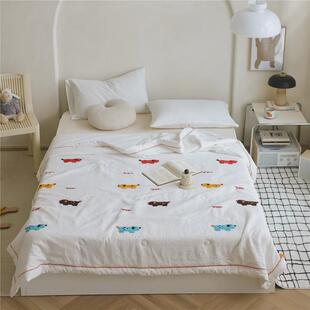 卡通风多巴胺萌犬刺绣夏凉被亲肤山宁泰棉菌kang空调被夏被