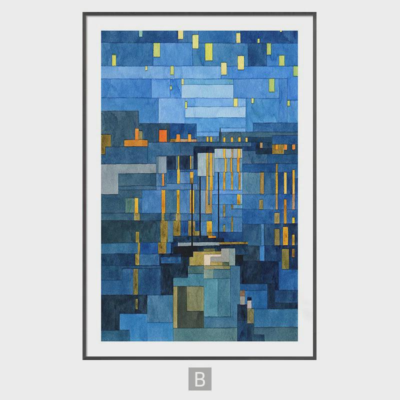 梵高画水彩像素星空玄关装饰画向日葵沙发挂画客厅背景墙抽象壁画