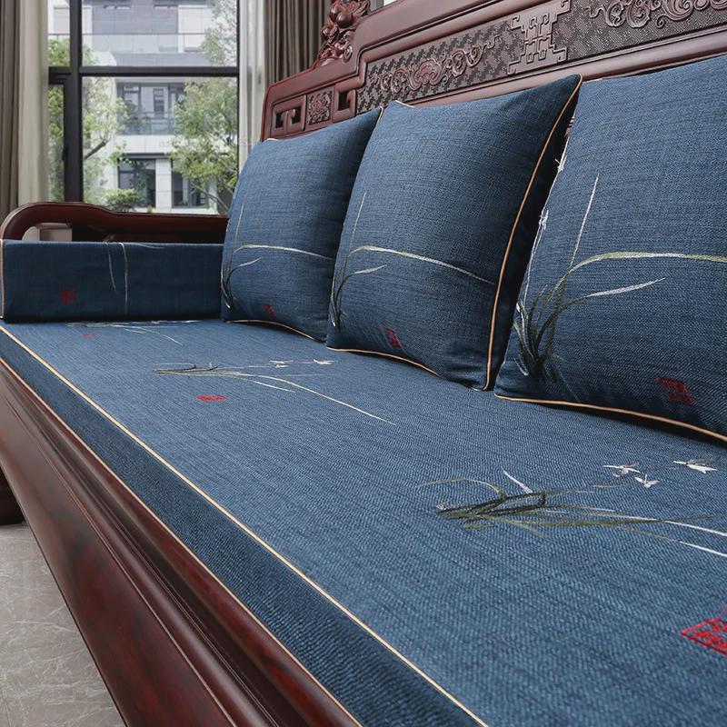 新中式红木沙发坐垫高密度海绵罗汉床垫套实木椅子乳胶垫高端垫子