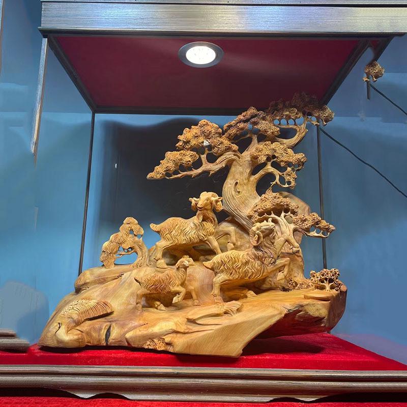 抖音直播崖柏根雕摆件家居客厅办公室工艺品木雕摆件木质文玩礼品