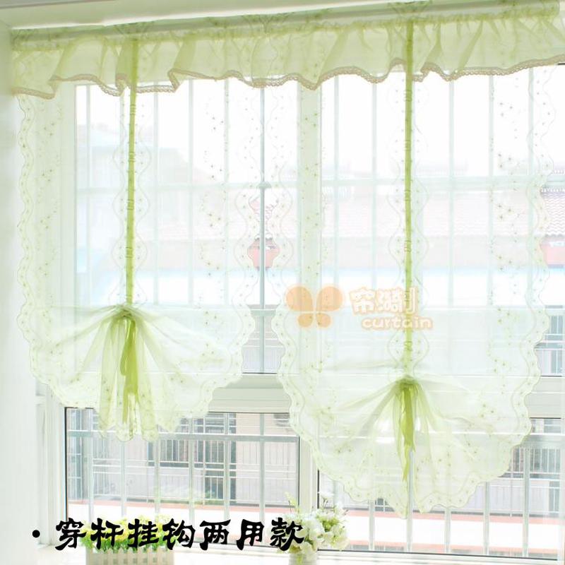 9n气球 唯美欧式花海帘飘窗帘免打孔升降扇形帘成品罗马窗帘纱 帘
