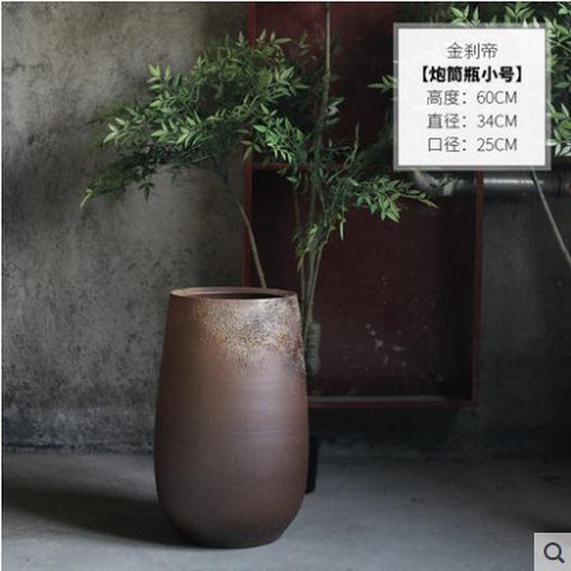 景德镇复古粗陶花盆北欧现代简约客厅瓷瓶干花花瓶落地陶罐陶插花