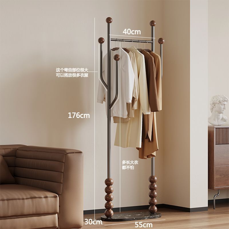 jir法式中古侘寂风复古小型挂衣架落地卧室家用简约衣帽架实木玄
