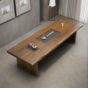 新中式实木茶桌大板家用全套简约茶台茶盘一体办公室接待泡茶桌椅