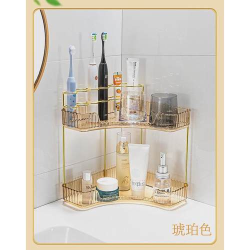 置物架轻奢牙刷角落架洗手台面美妆收纳卫生间角落牙刷架双层3420