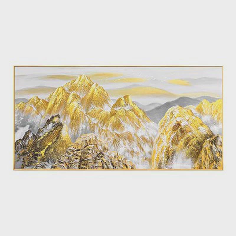 纯手绘手绘油画金山客厅沙发背景三联装饰画立体肌理大型横幅挂画