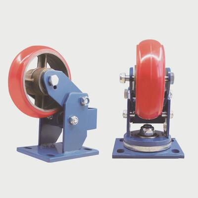 重型脚轮横簧弹簧轮万向轮耐磨减震轮铁芯工具车平台车架pu轮