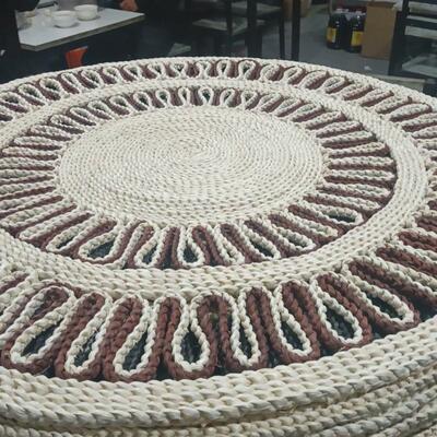 圆形卧室床边蒲坐垫机钉地毯客厅简约茶几草编草绳民宿风家用地毯