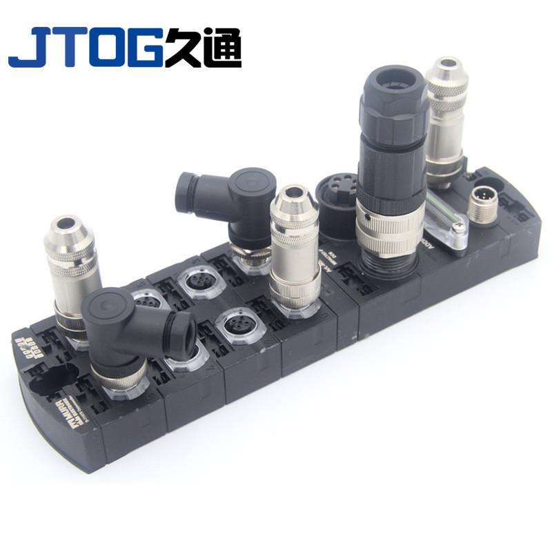 m124芯塑胶快速免焊接总线现场组装ip67航空插头金属防水连接器