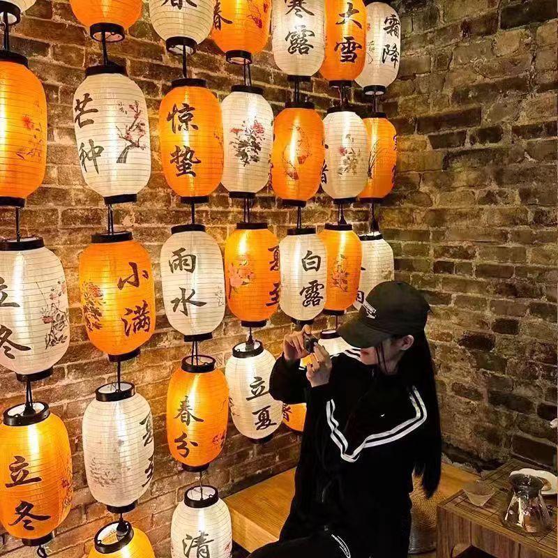 户外24节气灯笼传统连串装饰春节灯笼国风古风灯笼墙