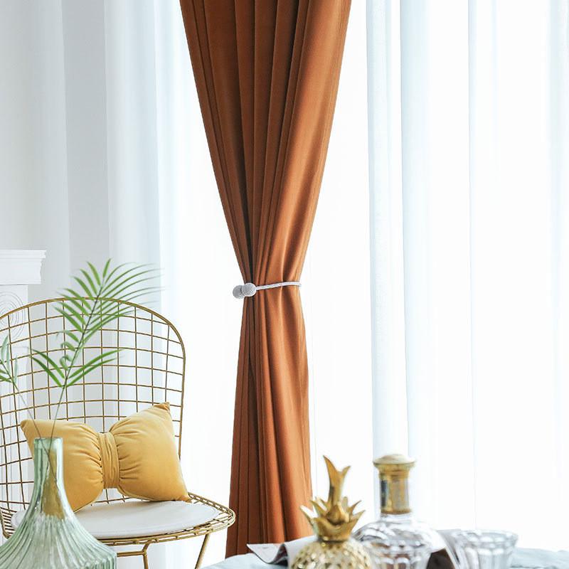 北欧貂绒纯色遮光窗帘哑光丝绒窗帘卧室客厅民宿酒店别墅成品窗帘
