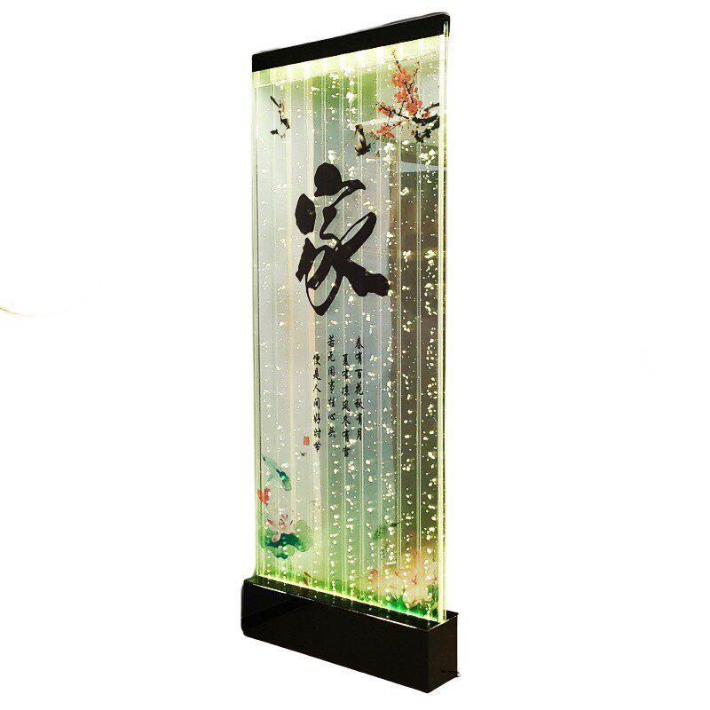 字画款水幕墙流水屏风隔断公司餐厅入户门玄关水族箱隔断挡帘装饰