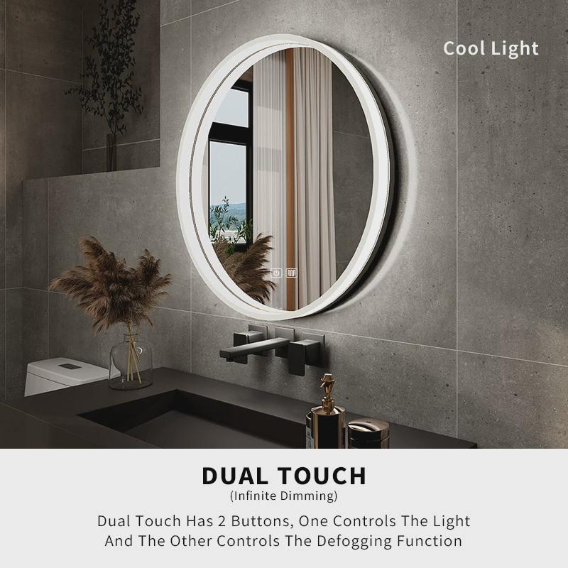 跨境圆形亚克力框魔智能镜触摸屏感应除雾led发光浴室镜子卫生间