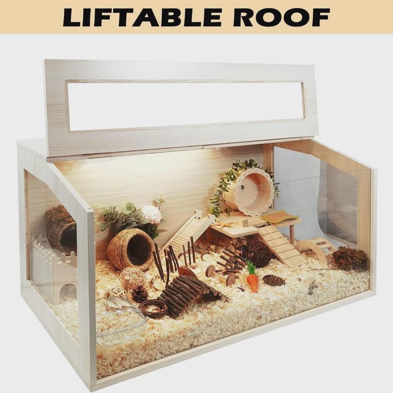 热销宠物木箱全套芦丁鸡饲养箱仓鼠攀爬别墅造景箱雏鸡恒温饲养箱