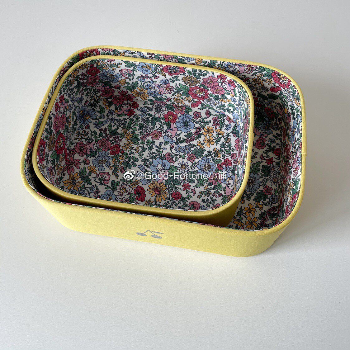 p616韩布艺bp风樱桃盒收纳儿童发夹发圈化妆首饰收纳系桌面收纳盒