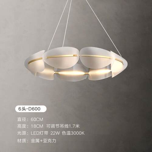 北欧现代客厅简约设计创意个性餐厅卧室形样板房圆环轻奢花瓣吊灯