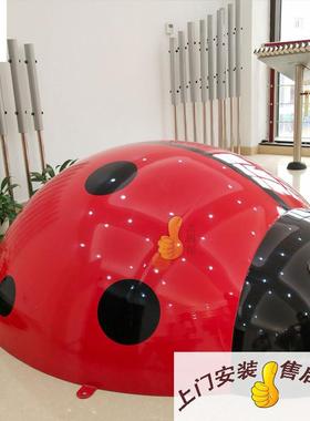 制作户外仿真不锈钢七星瓢虫雕塑草坪甲壳虫动物装饰花大姐摆件