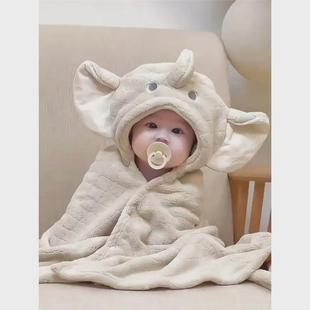 儿童浴巾斗篷纯棉a类新生儿宝宝超软带帽浴袍加厚吸水速干不掉毛
