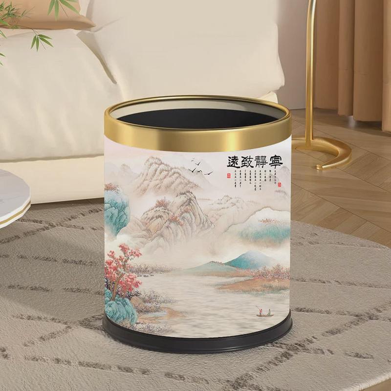 中式风创意垃圾桶家用客厅轻奢高档简约现代卧室厨房卫生酒店纸篓