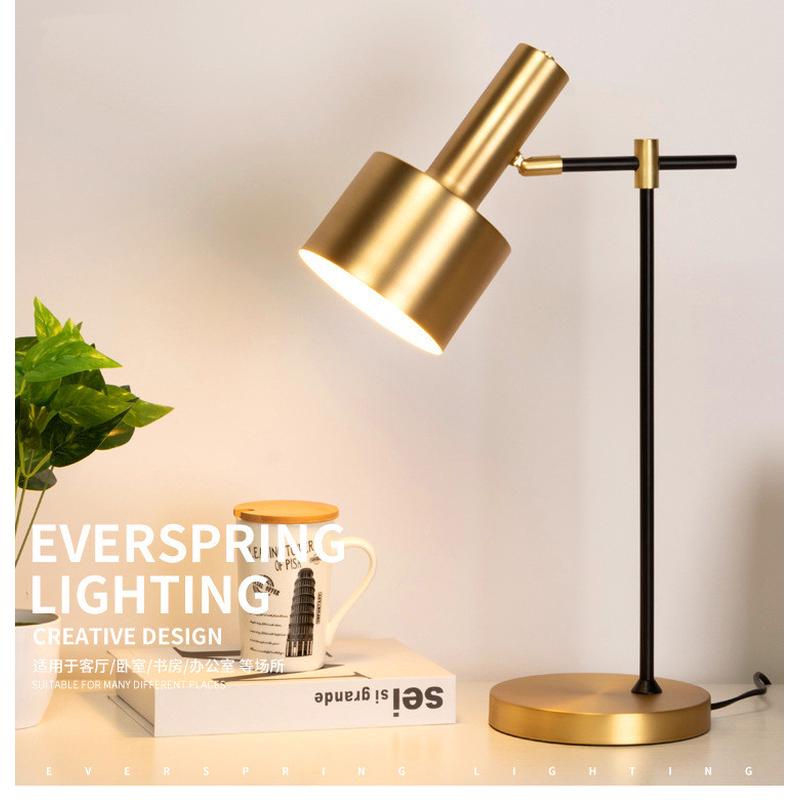 北欧后现代卧室床头地灯美式客厅简约酒店办公室五金装饰创意台灯