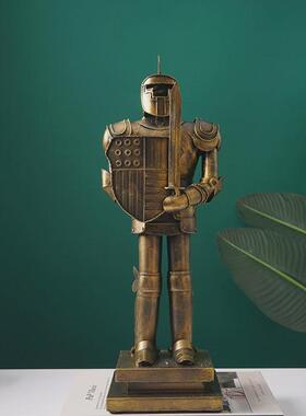 铠甲人勇士士兵工业风装饰金属酒吧西餐厅台球厅复古摆件摆设个性