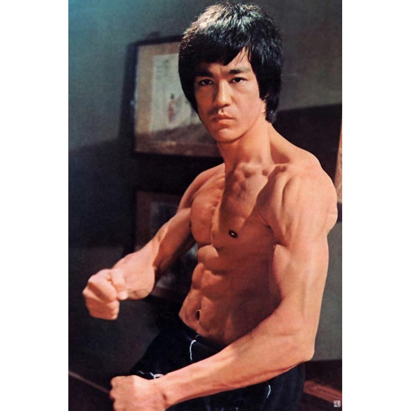 李小龙海报单幅电视肌肉男健身武术功夫房间宿舍墙贴画青年画48寸