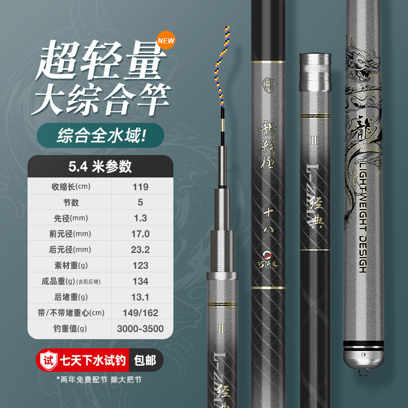 巧渔夫经典极龙战二代大综合超轻超硬台钓鲢鳙翘嘴