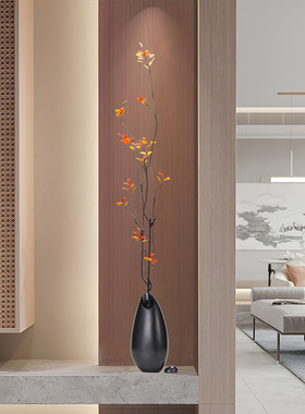 时来运转花瓶摆件高级感客厅入户玄关壁龛侘寂风日式禅意竖高装饰