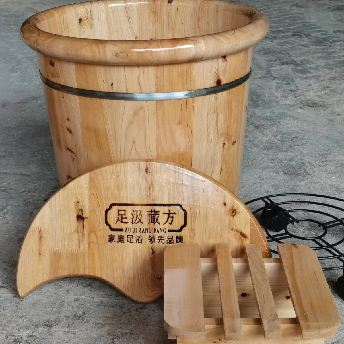 40cm香柏木质泡脚方家汲藏足用熏蒸洗脚木桶保温足浴桶洗脚盆批发