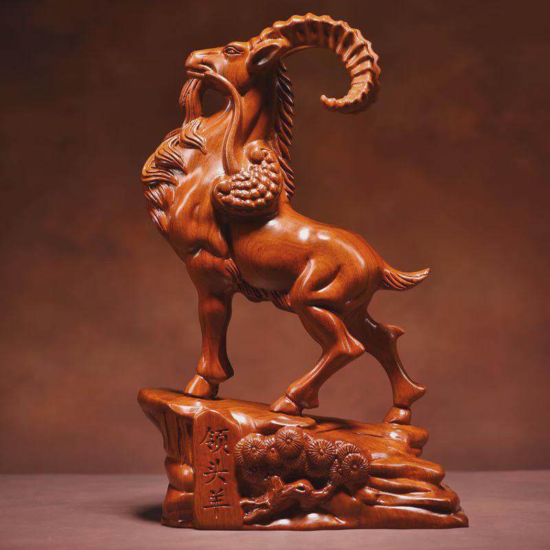 领头羊摆件工艺品十二生肖羊花梨实木雕刻老板办公桌客厅摆设,家居饰品,装饰摆件,淘宝优惠券,粉丝福利购,淘宝优惠卷