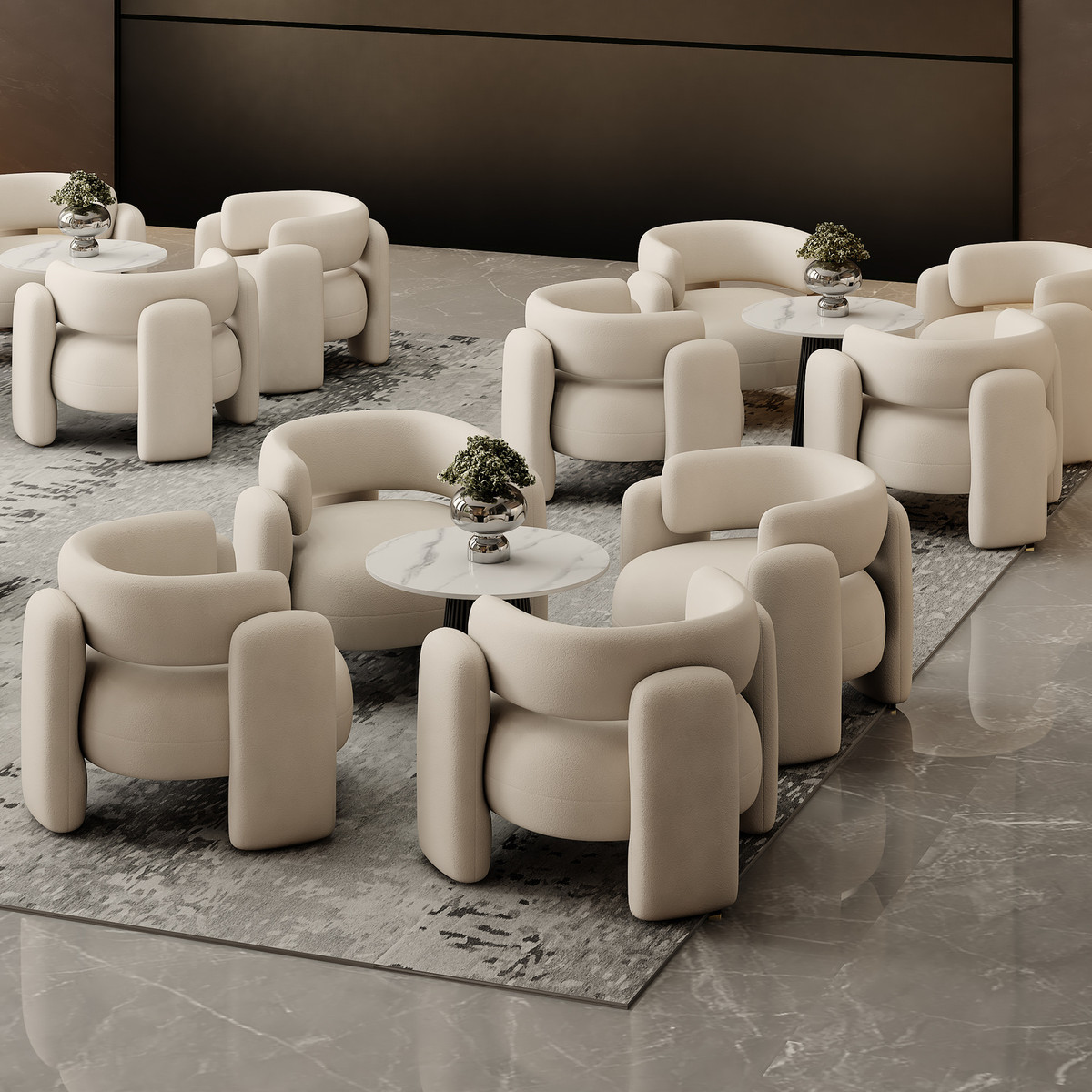 热销意式单人沙发商务轻奢会客区休闲沙发休息区现代接待洽谈桌椅